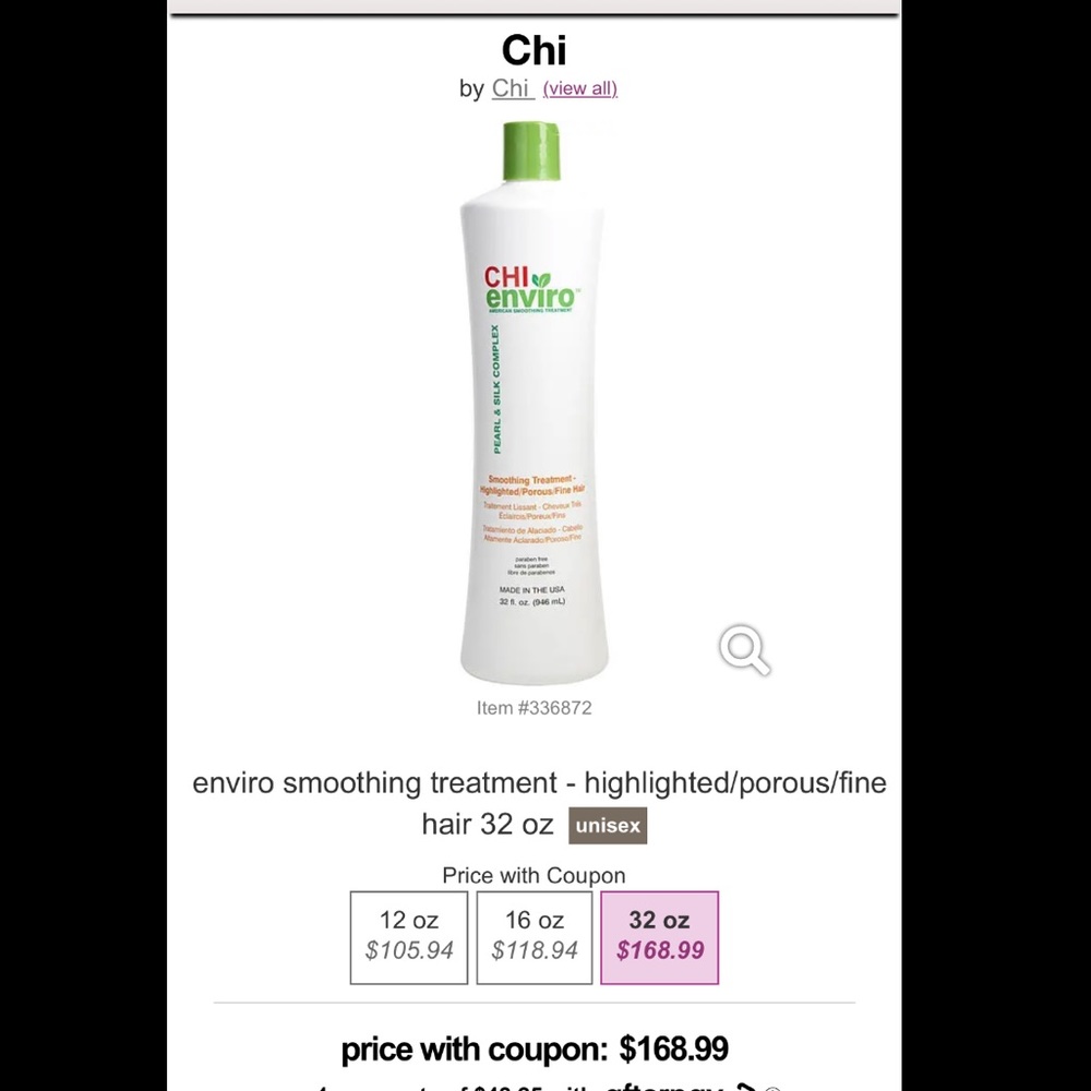 Chi enviro hair treatment